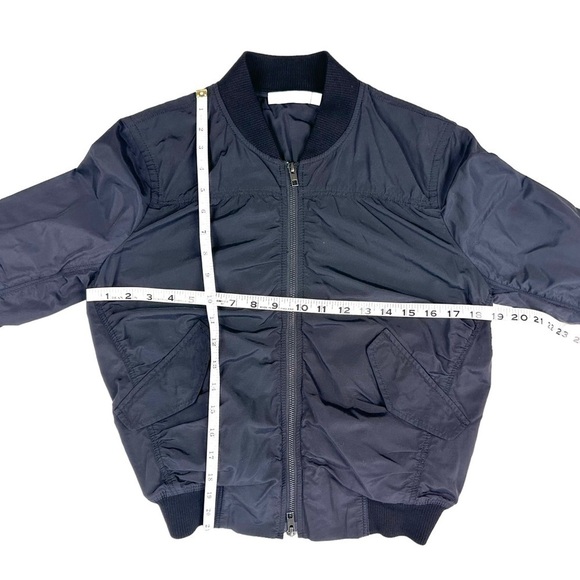 Vince black ruched bomber jacket pockets ribbed neck cuffs small - Picture 15 of 16